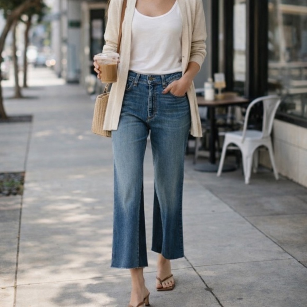 ASKK NY Geek Maverick Flare Jeans Blue Denim | Capsule Wardrobe NWT 33 #1311